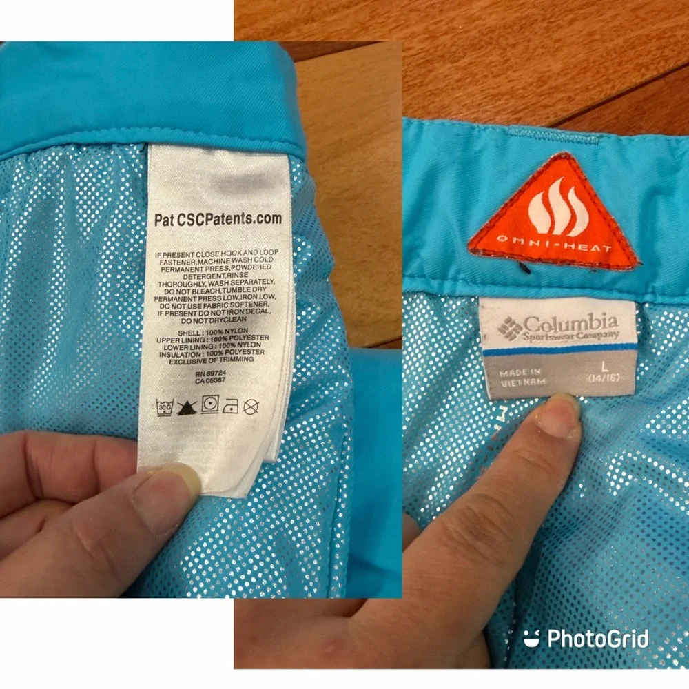 Columbia Kids Bugaboo Insulated‎ Bright Blue Snow Pants with Gray Accents size L
